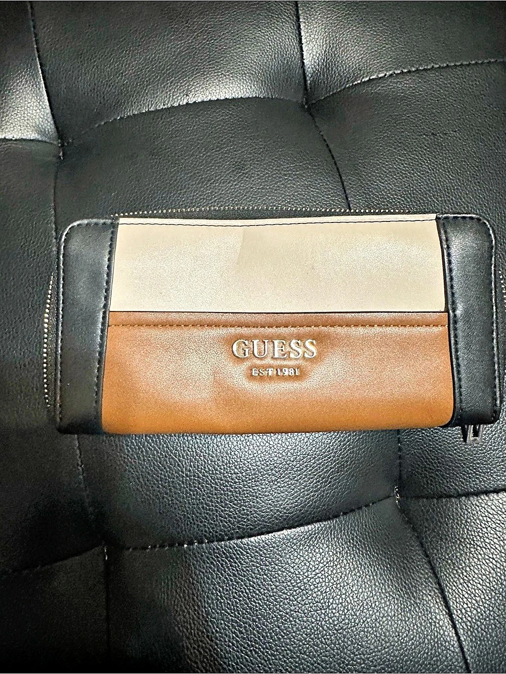 GUESS Color Block Wallet in Brown & Black